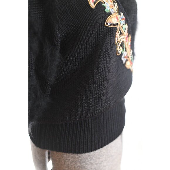 Vintage 1980s Large Black Sequin Leg of Mutton Sweater | by Sideeffects - Picture 7 of 9